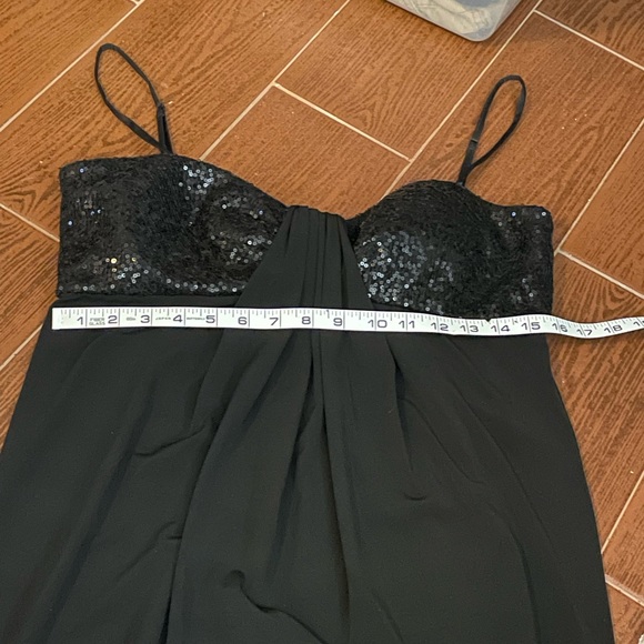 Maggy London Silk Black Sequin Cocktail slip Dress sz 12 spaghetti strap spandex - Picture 10 of 16